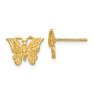 14k Yellow Genuine Gold Diamond-cut Butterfly Earrings